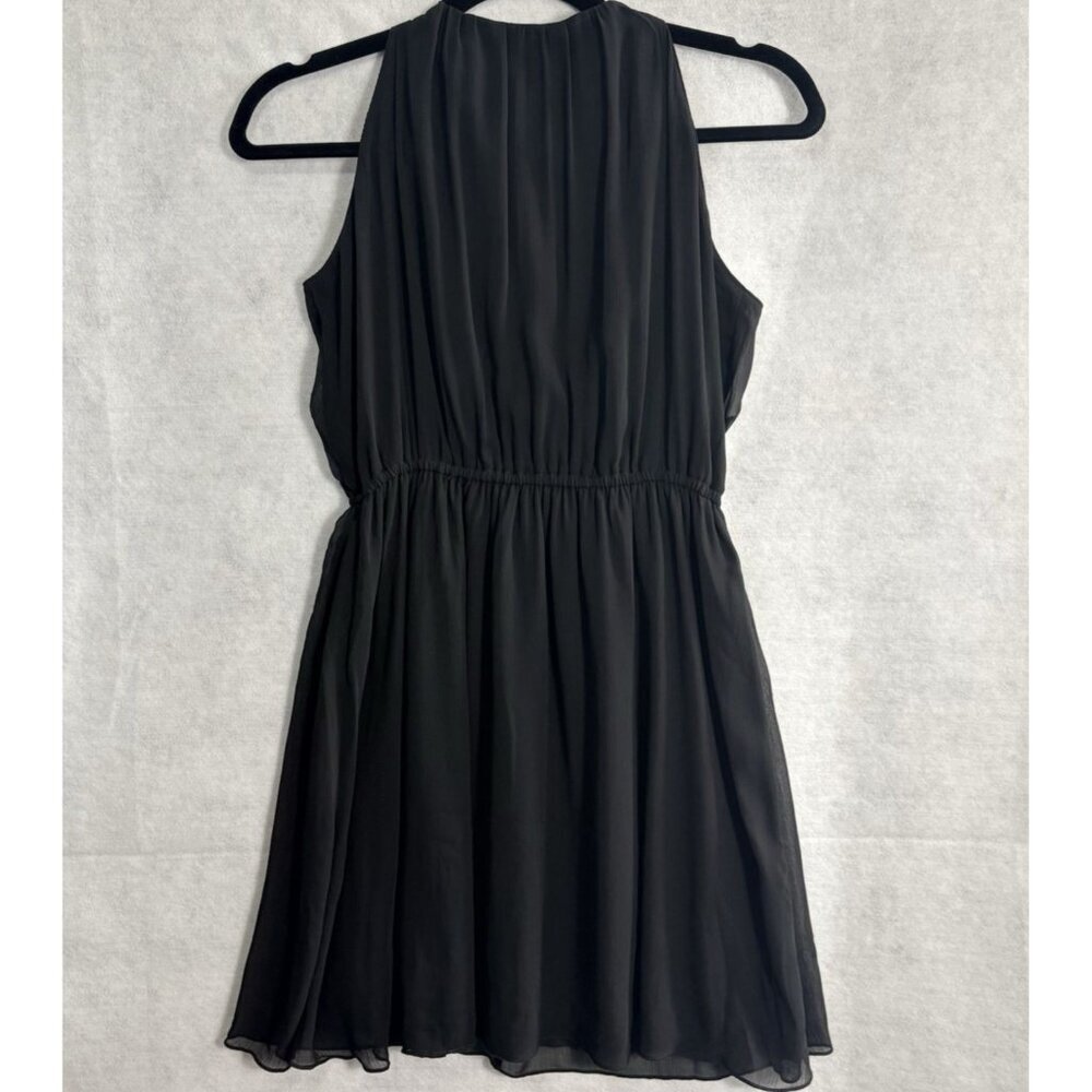 ABERCROMBIE FITCH Women Chiffon Overlay Mini Halter Dress Sz M Black‎ Party 4-22